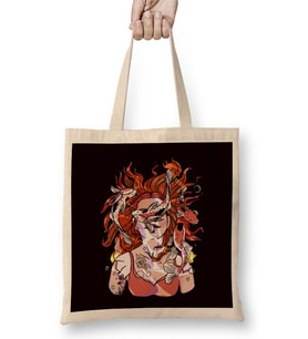Red Head Tattooed Inked Redhead Red Hair Ginger Irish Bez Çanta Uzun Saplı