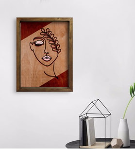 BK Home Minimalist Woman Tasarımlı Doğal Masif Ahşap Çerçeveli Tablo 45x65cm-2