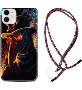 Apple iPhone 11 12 13 Mini Kılıf Boyun Asklı Rasta Silikon Karga 1616