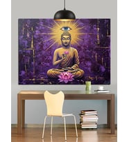 Mor Buda Meditasyon Huzur Dekoratif Kanvas - Mdf Ahşap Tablo