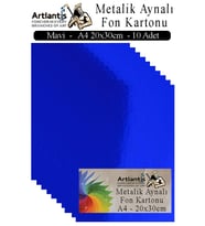 Metalik Aynalı Fon Kartonu 10 lu A4 20X30 cm 1 Paket Okul Sınıf Dekoratif Pırıltılı Folyo Kağıt Dekoratif Anasınıfı Kreş (Mavi)