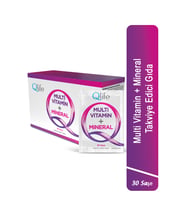 Qlife Multi Vitamin Mineral - Multivitamin ve Mineral Takviyesi Ahududu Aromalı 30 Saşe