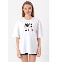 Blackpink Minimalist Beyaz Kadın Oversize Tshirt