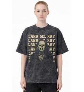 Tasarım Lana Del Rey Şarkıcı Baskılı Unisex Oversize Eskitme Yıkamalı Tişört