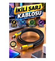 65W 4’ü 1 Arada Örgülü Çok Fonksiyonlu Hızlı Şarj ve Veri Kablosu