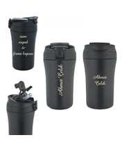 Wings Mat Siyah İsme Özel Çelik Termos 400ml.  304 Paslanmaz Çelik - Kaydırmaz Taban - Kilitli Kapak (Karışık)
