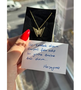 925 AYAR GÜMÜŞ KELEBEK KOLYE SEVGİLİ HEDİYE