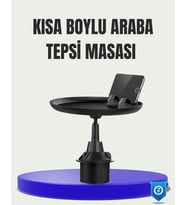 360° Döner Araç Bardaklık Tepsisi Geniş Yemek Alanlı Telefon Standlı