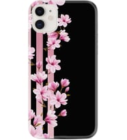 Apple iPhone 11 12 13 Mini Kılıf Desemli Silikon Pink Flowers 3 1393