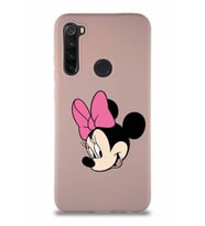 Xiaomi Redmi Note 8 Soft Premier Kapak Minnie Mouse-B Tasarımlı Silikon Kılıf - Pudra (Şeffaf)