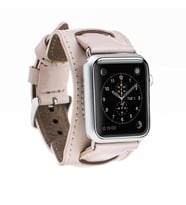 Bouletta Apple Watch Uyumlu Deri Kordon 42-44-45mm Cuff NU1 Pembe (Karışık)