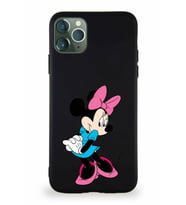 Apple iPhone 11 Pro Max Soft Premier Kapak Minnie Mouse-F Tasarımlı Silikon Kılıf - Siyah (Şeffaf)