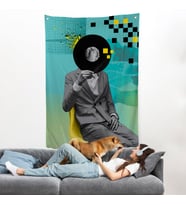 Plak Kafalı Adam Pop Art Duvar Örtüsü-7877