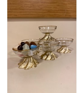 LOKUMLUK 6'LI ALTIN METAL PİRİNÇ AYAKLI MİNİBOY 6 CM