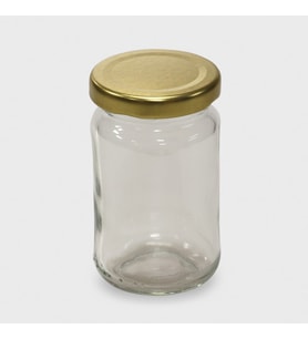 12 Adet Cam Kavanoz 105ml Gold Metal Kapaklı Gıda, Krem Ve Yemek Kullanımına Uygun Dekoratif Kavanoz (Şeffaf)