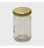 12 Adet Cam Kavanoz 105ml Gold Metal Kapaklı Gıda, Krem Ve Yemek Kullanımına Uygun Dekoratif Kavanoz (Şeffaf)