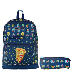 Kaukko Kids&Love Lacivert Zombie Pizza İlkokul Çanta ve Kalemlik Seti - Erkek Çocuk