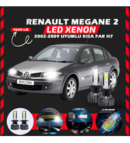 Renault Megane 2 2002-2009 Kısa Far Uyumlu Şimşek Etkili Led Xenon Pro Series H7