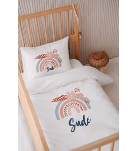 %100 Pamuk Saten Isme Özel 100x150 Bebek Yatak Nevresim Seti