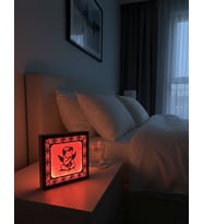 Dekoratif Pilli LED Işıklı Melek Figürlü Gece Lambası - 14x14 cm Kırmızı