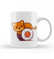 Cute Cat On Sushi Salmon Cartoon 01 Kupa Bardak Porselen