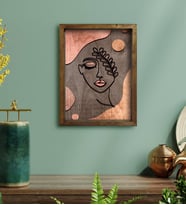 BK Home Minimalist Woman Tasarımlı Doğal Masif Ahşap Çerçeveli Tablo-1