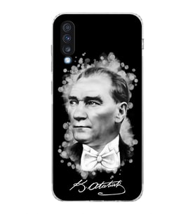 Samsung Galaxy A70  Kamera Korumalı  Kapak Atatürk Tasarımlı  Şeffaf Kılıf