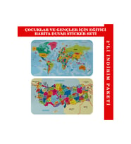 Eğitici Ve Öğretici Dünya ve Türkiye Haritası Çocuk Odası Duvar Sticker-3882-85x130