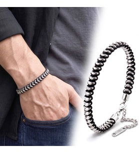 Moncuk Design Hematit Taşlı Ayarlanabilir Erkek Çelik Bileklik 33512B16D2
