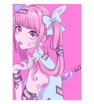 Pastel Goth Yami Kawaii Menhera Pembe Estetik Anime Kız Tablo Ahşap Poster Dekoratif