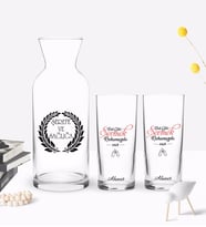 BK Gift Kişiye Özel Renkli Baskılı Deli Gibi Sevmek Tasarımlı İkili Rakı Bardağı ve Karaf Hediye Seti-1 (Model 1)