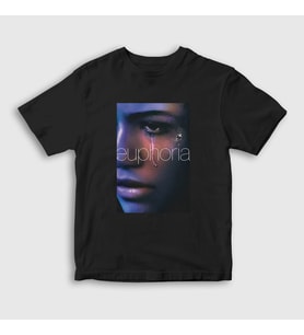 Presmono Unisex Çocuk Siyah Zendaya Rue Dizi Euphoria T-Shirt 462399tt