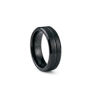 Erkek Siyah Çizgi Detay 6 mm Tungsten Yüzük