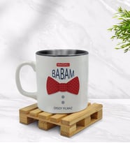 BK Gift Kişiye Özel Yakışıklı Babam Tasarımlı İçi Siyah Renkli Kupa Bardak Model 2