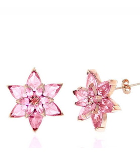 Gümüş Rose Pembe Lotus Çiçeği Çivili Kadın Küpe