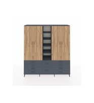 Hyperion Dolap 9 Raflı 10 Çekmeceli 2 Askılı 220x44x243 Antrasit-Çam/Antrasit