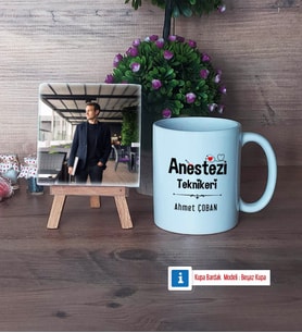 Anestezi Teknikeri Fotoğraflı Dekoratif Taş, Kupa Bardak Beyaz Hediye (Model 1)
