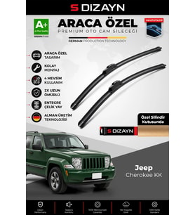 S-Dizayn Jeep Cherokee KK Ön Cam Silecek Seti 2008-2013 Premium Araca Özel 48-48 Cm A+ Kalite