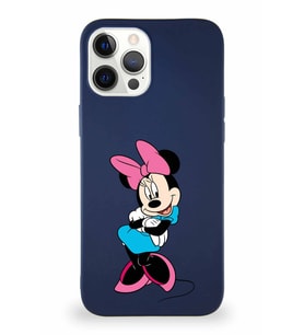 Apple iPhone 12 Pro Max Soft Premier Kapak Minnie Mouse-D Tasarımlı Silikon Kılıf - Lacivert (Şeffaf)