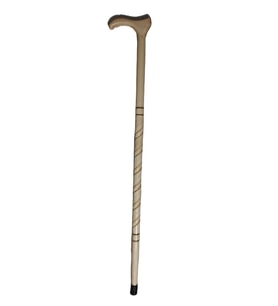 Ahşap Baston, Asa, Kıvrımlı Desenli, 90cm