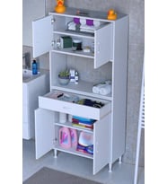 Eliusta Nordi 4 Kapak 2 Raflı Beyaz Dolap 70x173x32,5 cm Çekmeceli Çok Amaçlı Banyo/Mutfak Dolabı