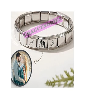 Baş Harfli Fotoğraflı İtalyan Çelik Bileklik - En Güzel Hediye