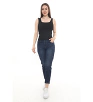 Monox Kadın Bluz Kare Yaka Çizgili Yazlık Triko Atlet (Siyah)