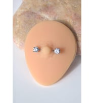 Tektaşlı Nipple Piercing Taşlı Meme Ucu Piercingi 16 mm