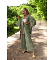 Rahat Kimono Keten Takım (Haki)