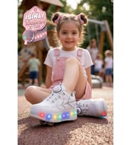 Unisex Yetişkin Çocuk Spor Ayakkabı Akıllı Bağcıklı Çıkarılabilen Patenli Işıklı Sneaker 003