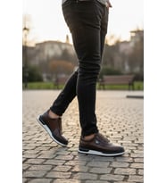 Enoch Otorite Serisi Haki Deri Katmanlı Yüksek Taban Premium Sneaker