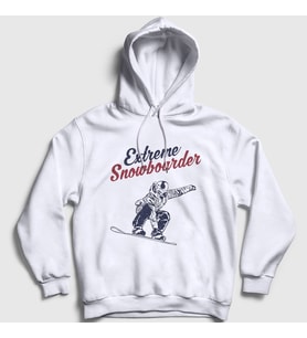 Presmono Unisex Beyaz Extreme Snowboarder Hediye Kayak Kapüşonlu Sweatshirt 508581tt