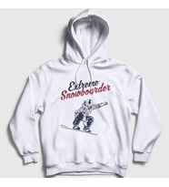 Presmono Unisex Beyaz Extreme Snowboarder Hediye Kayak Kapüşonlu Sweatshirt 508581tt
