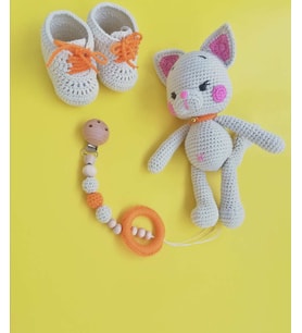 Kedi Sunny Yeni Doğan Seti Amigurumi Organik Oyuncak
